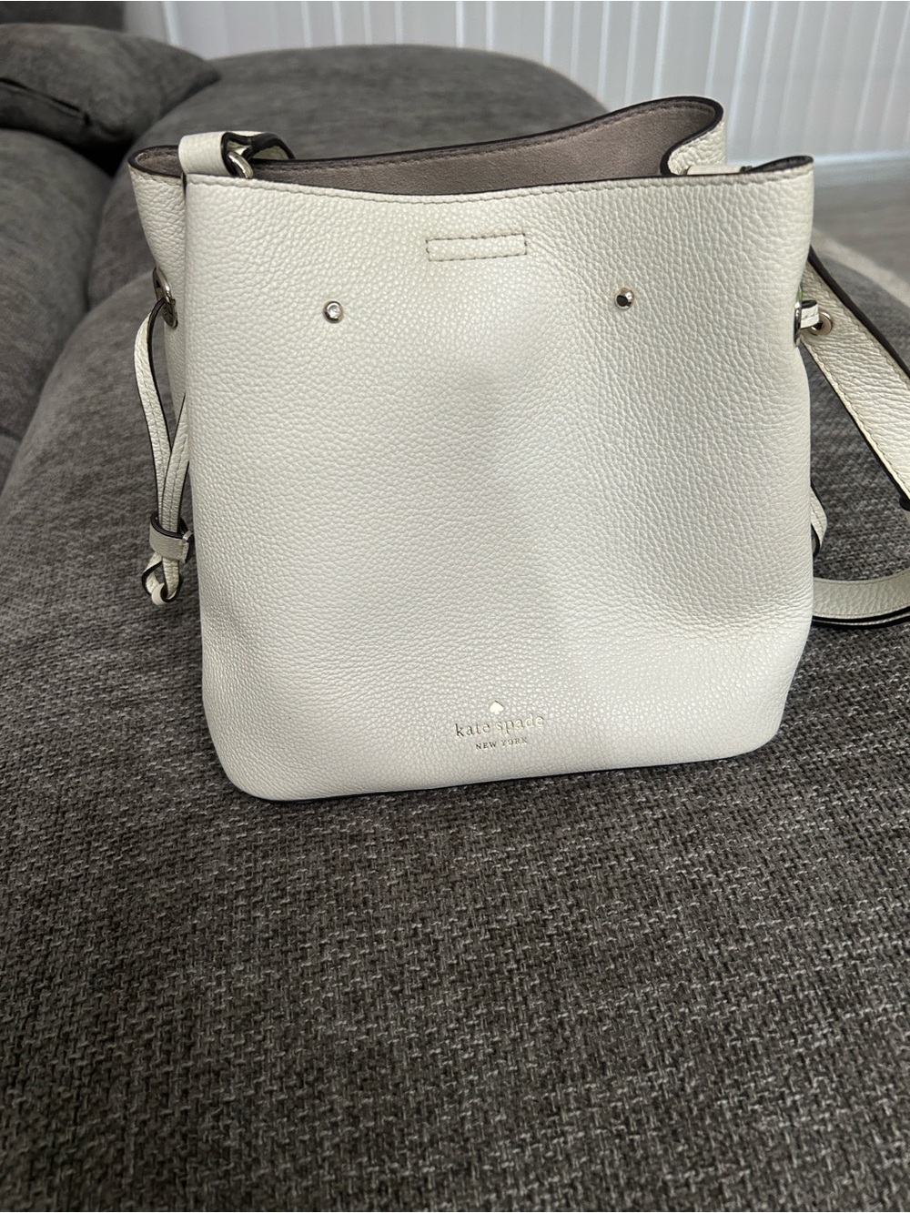 kate spade Cream Pebbled Leather Bucket Crossbody